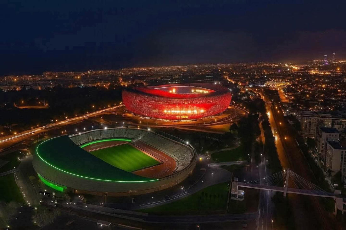 WordPress Alt Text for Prince Moulay Abdellah Stadium Image (Copy-paste exactly - 125 chars):  text Prince Moulay Abdellah Stadium Rabat Morocco - 68,700 capacity AFCON 2025 final venue with golden triangular facade and 23,000-seat Kop stand