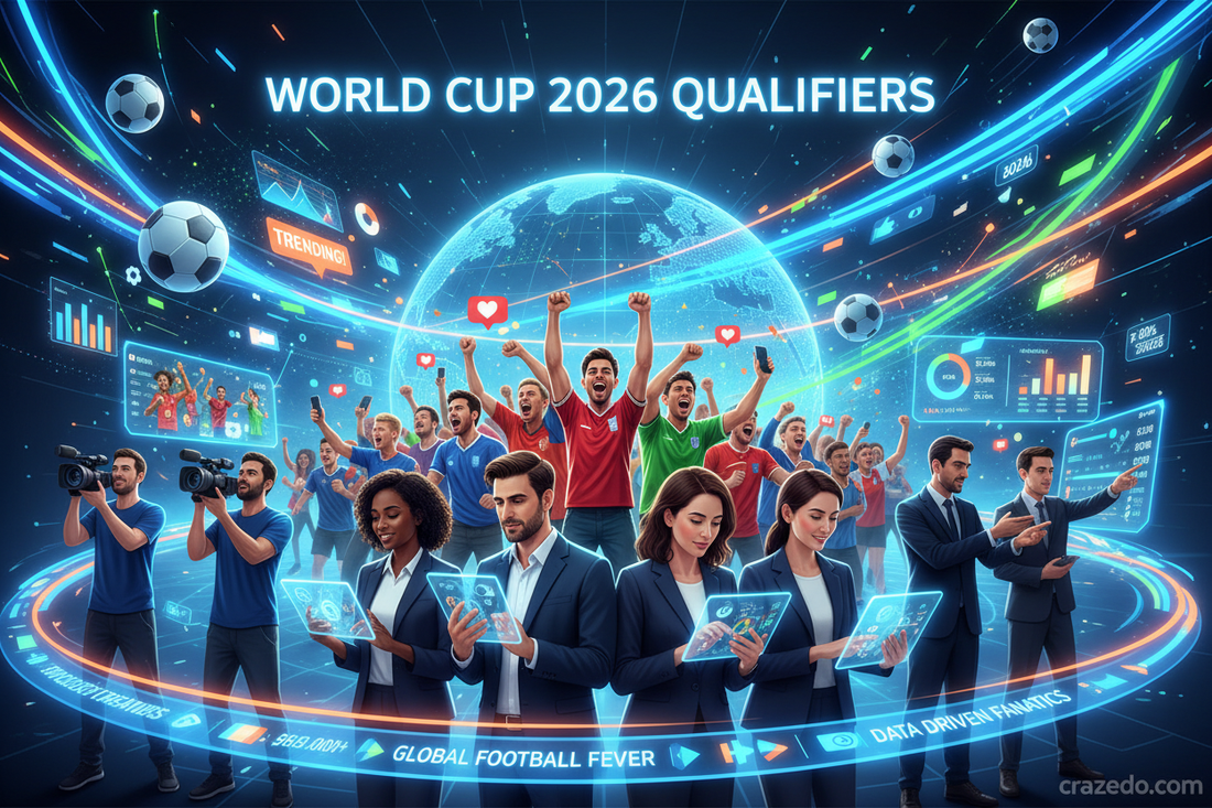 World Cup 2026 draw global search surge visualization showing fans, teams, and data analytics around a digital football globe